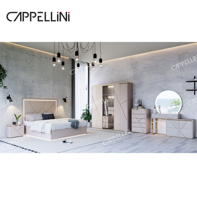 Nhà đơn giản Khung gỗ hai lớp da King Bed hiện đại gỗ sang trọng Full Queen Size Thiết bị phòng ngủ