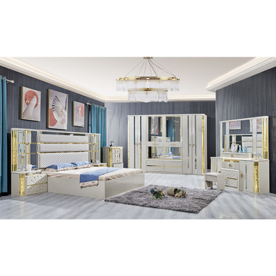Nhà biệt thự sang trọng hiện đại Khung gỗ King Size Bed Home Hoàng gia cổ điển Queen gỗ đôi da bộ đồ nội thất phòng ngủ đầy đủ