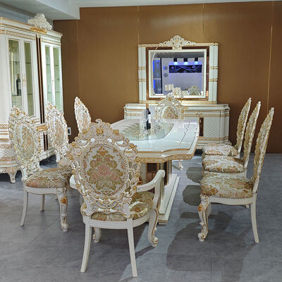 Phong cách châu Âu Bàn ăn bằng gỗ sang trọng hoàng gia 8 ghế ghế nội thất nhà Phòng ăn Bàn ăn bằng gỗ cổ điển lớn