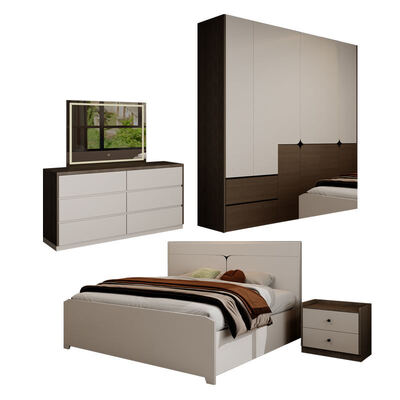 Cozy Minimalist Classic Wooden King Size Bedroom Set with Storage Complete Master Luxury Modern Bedroom Furniture