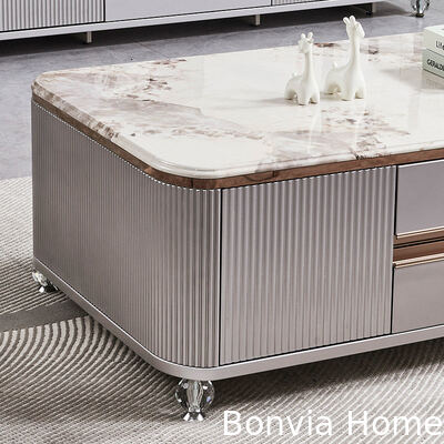 Modern Luxury Wooden Living Room Center Coffee Table Home Furniture Storage Large Marble Slate TV Stand và Coffee Table Set