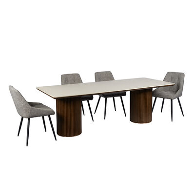 Ensemble Salle Manger Toàn bộ Bàn ăn bằng gỗ rắn Bàn ăn bằng đá Slate Bàn ăn trên Bàn nội thất phòng ăn 6 chỗ ngồi Bàn ăn gỗ hiện đại