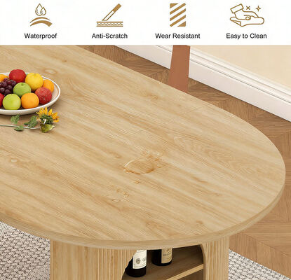 Factory Wholesale Extendable Dining Table Set 6 Seater Home Dining Room Oval Wooden Folding Dining Table with Storage Shelves Chiếc bàn ăn có thể mở rộng