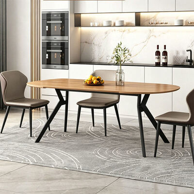 Bàn ăn mở rộng hiện đại Bắc Âu Bàn ăn gập trên gỗ Thiết bị phòng ăn tối giản gập gỗ rắn Bàn ăn