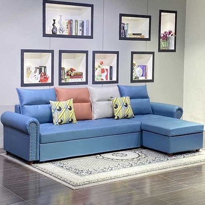 Giường sofa chức năng phân khu màu xanh 1,9m với bọc vải Chaise