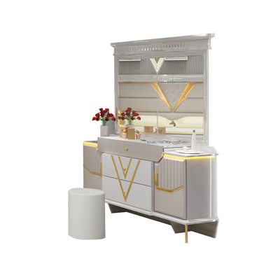 Bộ đồ ngủ bằng da PU bằng gỗ MDF Nội thất điều khiển hiện đại Đèn ngủ bên bàn vàng
