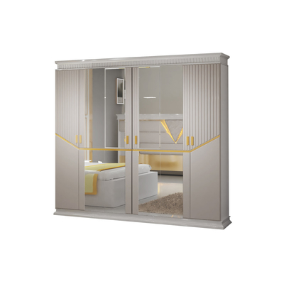 Bộ đồ ngủ bằng da PU bằng gỗ MDF Nội thất điều khiển hiện đại Đèn ngủ bên bàn vàng