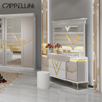 Bộ đồ ngủ bằng da PU bằng gỗ MDF Nội thất điều khiển hiện đại Đèn ngủ bên bàn vàng