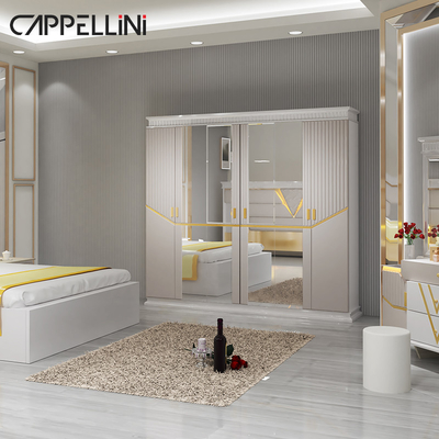 Bộ đồ ngủ bằng da PU bằng gỗ MDF Nội thất điều khiển hiện đại Đèn ngủ bên bàn vàng