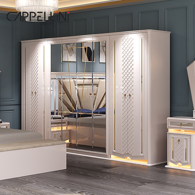 Thiết kế hiện đại Khung gỗ 2 King Size Chiếc giường sang trọng cho gia đình Chiếc gỗ cổ điển Mdf Chiếc giường đầy đủ đồ nội thất