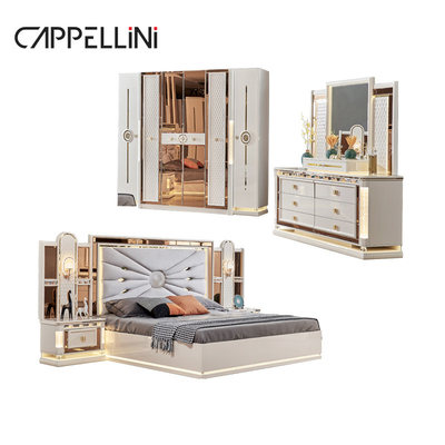 Luxury Royal Modern Wood Frame Double King Size Bed Headboard Da Nhà Classic Queen Thiết bị phòng ngủ bằng gỗ