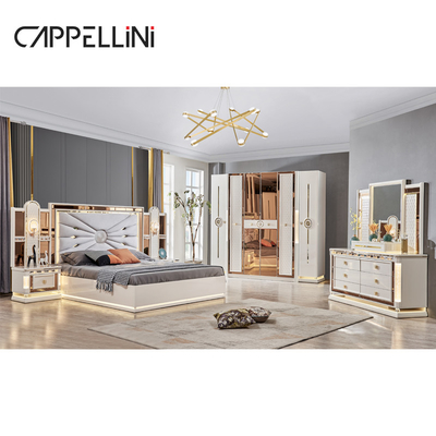Luxury Royal Modern Wood Frame Double King Size Bed Headboard Da Nhà Classic Queen Thiết bị phòng ngủ bằng gỗ