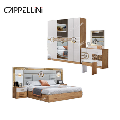 Giường King Size hiện đại Tủ quần áo Thổ Nhĩ Kỳ 6 ngăn kéo Nhà sang trọng Thiết bị phòng ngủ gỗ hoàng gia