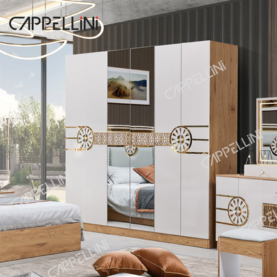 Giường King Size hiện đại Tủ quần áo Thổ Nhĩ Kỳ 6 ngăn kéo Nhà sang trọng Thiết bị phòng ngủ gỗ hoàng gia