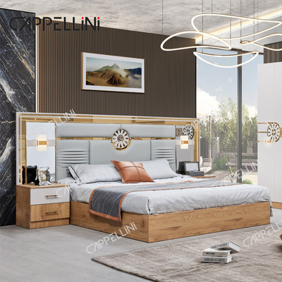 Giường King Size hiện đại Tủ quần áo Thổ Nhĩ Kỳ 6 ngăn kéo Nhà sang trọng Thiết bị phòng ngủ gỗ hoàng gia