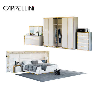 Bàn đầu giường da trắng hiện đại gỗ King Size Bed Home Double Modern Luxury Wooden Mdf Full Bedroom Furniture Set