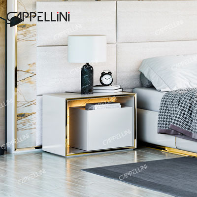 Bàn đầu giường da trắng hiện đại gỗ King Size Bed Home Double Modern Luxury Wooden Mdf Full Bedroom Furniture Set