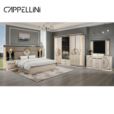 Modern Luxury Wood King Size Chỗ giường da Double Master Room Home Queen Full Mdf Thiết bị phòng ngủ bằng gỗ