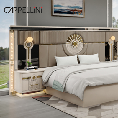 Modern Luxury Wood King Size Chỗ giường da Double Master Room Home Queen Full Mdf Thiết bị phòng ngủ bằng gỗ