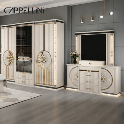 Modern Luxury Wood King Size Chỗ giường da Double Master Room Home Queen Full Mdf Thiết bị phòng ngủ bằng gỗ