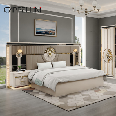 Modern Luxury Wood King Size Chỗ giường da Double Master Room Home Queen Full Mdf Thiết bị phòng ngủ bằng gỗ