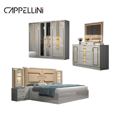 Home Master Room Double Leather King Size Bed Wholesale Giá rẻ hiện đại sang trọng Queen gỗ Mdf Bộ đồ nội thất phòng ngủ đầy đủ