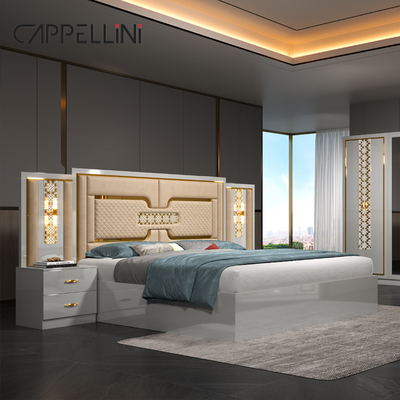 Home Master Room Double Leather King Size Bed Wholesale Giá rẻ hiện đại sang trọng Queen gỗ Mdf Bộ đồ nội thất phòng ngủ đầy đủ