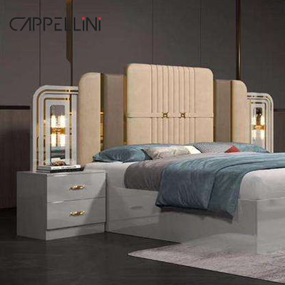 Giá rẻ Modern Leather Headboard Queen Size Bed Home Apartment Double Master Room gỗ Full King Bedroom Furniture Set