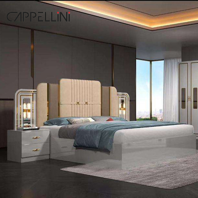 Giá rẻ Modern Leather Headboard Queen Size Bed Home Apartment Double Master Room gỗ Full King Bedroom Furniture Set