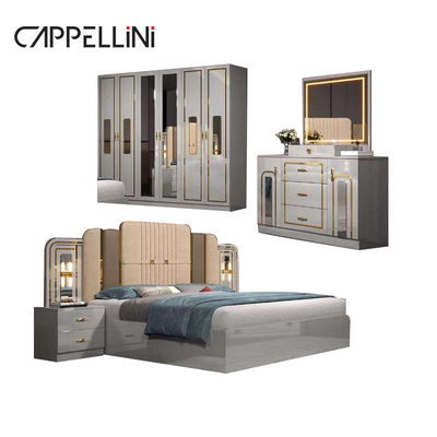 Giá rẻ Modern Leather Headboard Queen Size Bed Home Apartment Double Master Room gỗ Full King Bedroom Furniture Set