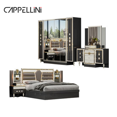 gỗ hiện đại đôi da king size giường đặt nhà đồ nội thất mô-đun gỗ queen đầy đủ phòng ngủ sang trọng thiết bị