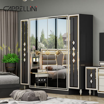 gỗ hiện đại đôi da king size giường đặt nhà đồ nội thất mô-đun gỗ queen đầy đủ phòng ngủ sang trọng thiết bị