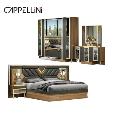 Khung gỗ Mỹ Gấp đôi da King Size Bed Home Master Room Suite gỗ giá rẻ đầy đủ thiết bị phòng ngủ hiện đại