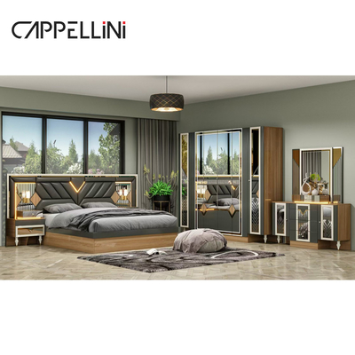 Khung gỗ Mỹ Gấp đôi da King Size Bed Home Master Room Suite gỗ giá rẻ đầy đủ thiết bị phòng ngủ hiện đại