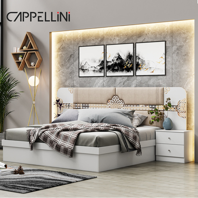 Sản phẩm bán buôn Giá rẻ giường da nữ hoàng cổ điển sang trọng Nhà khác Full size King Thiết bị phòng ngủ bằng gỗ