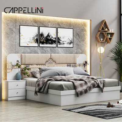 Sản phẩm bán buôn Giá rẻ giường da nữ hoàng cổ điển sang trọng Nhà khác Full size King Thiết bị phòng ngủ bằng gỗ