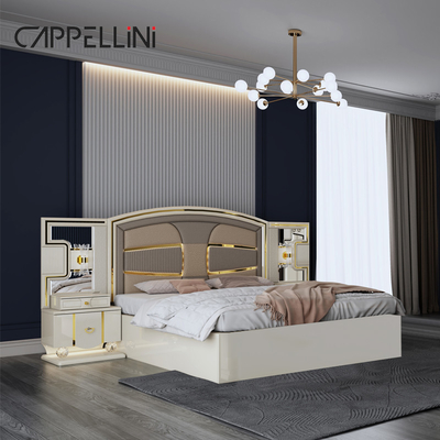 Giá bán buôn King Size giường da đôi phòng chủ phòng phòng chủ nhà trắng gỗ đầy đủ Mdf thiết bị phòng ngủ sang trọng