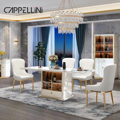 Modern White Wood Dinning Table Set 4 Chairs 6 Seater Full Home Furniture Large Luxury Wooden Dining Room Table Set