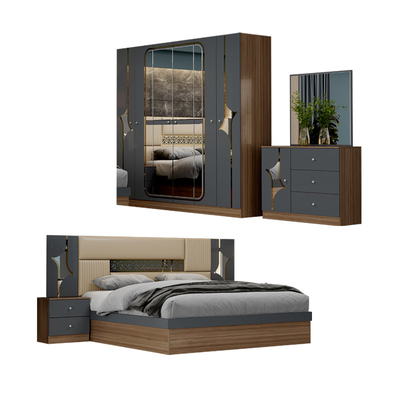 Sản phẩm bán buôn Giá thấp Turkish Double King Bedroom Home khung gỗ Mdf hiện đại sang trọng Full Size Bedroom Furniture Set