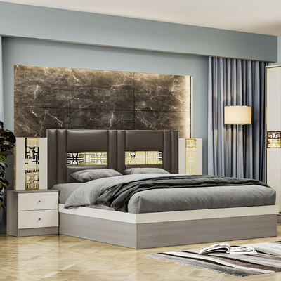 Kiến trúc gỗ hiện đại đơn giản King Size Bed Master Room Complete Double Home Luxury Modern Bedroom Furniture Set