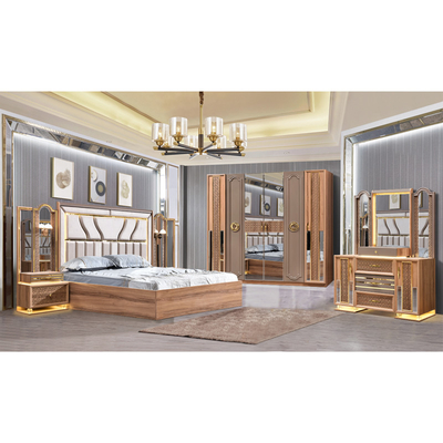 Phong cách sang trọng của Thổ Nhĩ Kỳ Khung gỗ King Size Set giường Led Headboard Modern Classic Full Home Thiết bị phòng ngủ gỗ