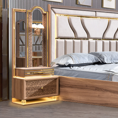 Phong cách sang trọng của Thổ Nhĩ Kỳ Khung gỗ King Size Set giường Led Headboard Modern Classic Full Home Thiết bị phòng ngủ gỗ