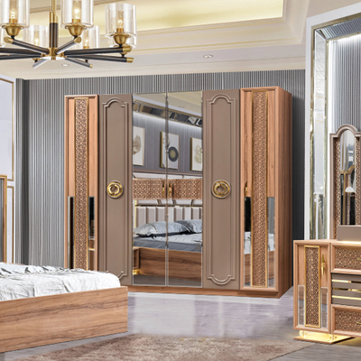 Phong cách sang trọng của Thổ Nhĩ Kỳ Khung gỗ King Size Set giường Led Headboard Modern Classic Full Home Thiết bị phòng ngủ gỗ