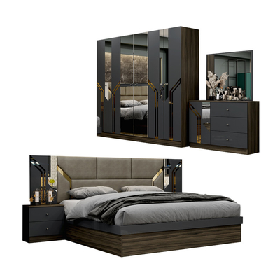 Sản phẩm bán buôn giá rẻ khung gỗ sang trọng giường king size đôi nhà hiện đại Thổ Nhĩ Kỳ gỗ MDF bộ đầy đủ phòng ngủ đồ nội thất