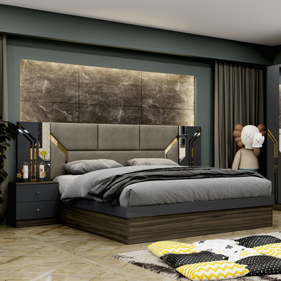 Sản phẩm bán buôn giá rẻ khung gỗ sang trọng giường king size đôi nhà hiện đại Thổ Nhĩ Kỳ gỗ MDF bộ đầy đủ phòng ngủ đồ nội thất