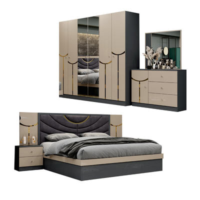 Sản phẩm bán buôn giá rẻ khung gỗ sang trọng giường king size đôi nhà hiện đại Thổ Nhĩ Kỳ gỗ MDF bộ đầy đủ phòng ngủ đồ nội thất