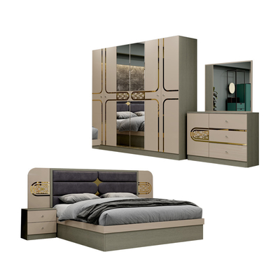 Món bán buôn giá rẻ kiểu Thổ Nhĩ Kỳ gỗ King Size Bed Hotel Double Wood Frame Home Modern Luxury Full Bedroom
