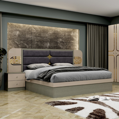 Món bán buôn giá rẻ kiểu Thổ Nhĩ Kỳ gỗ King Size Bed Hotel Double Wood Frame Home Modern Luxury Full Bedroom