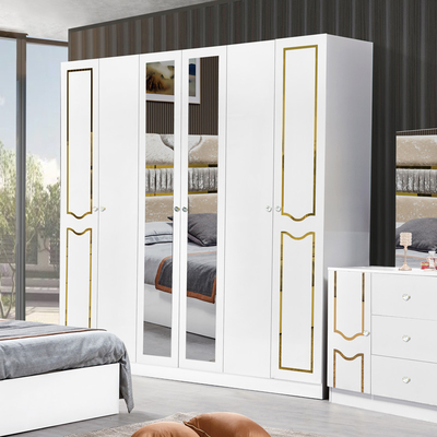 High Gloss Trà trắng khung gỗ giường đôi Suite King Size sang trọng thiết kế hiện đại Mdf Full Set đồ nội thất phòng ngủ