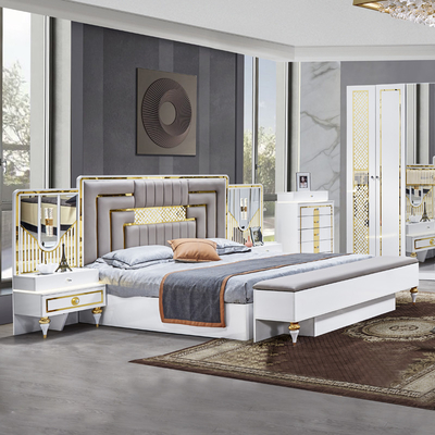 Sản phẩm bán buôn chất lượng cao khung gỗ hiện đại giường đôi nhà Master Room King Size đồ nội thất phòng ngủ Thổ Nhĩ Kỳ sang trọng